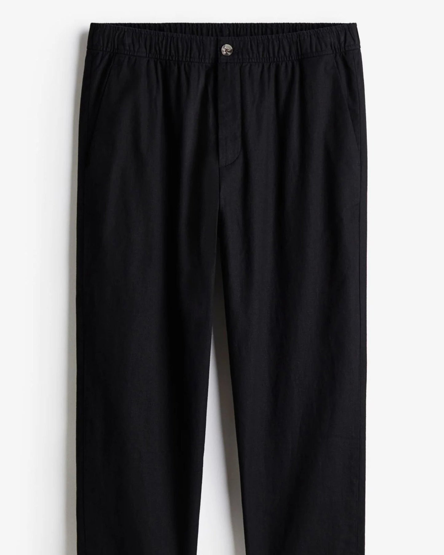 Men's black linen pants, front view – Grinenko & Co