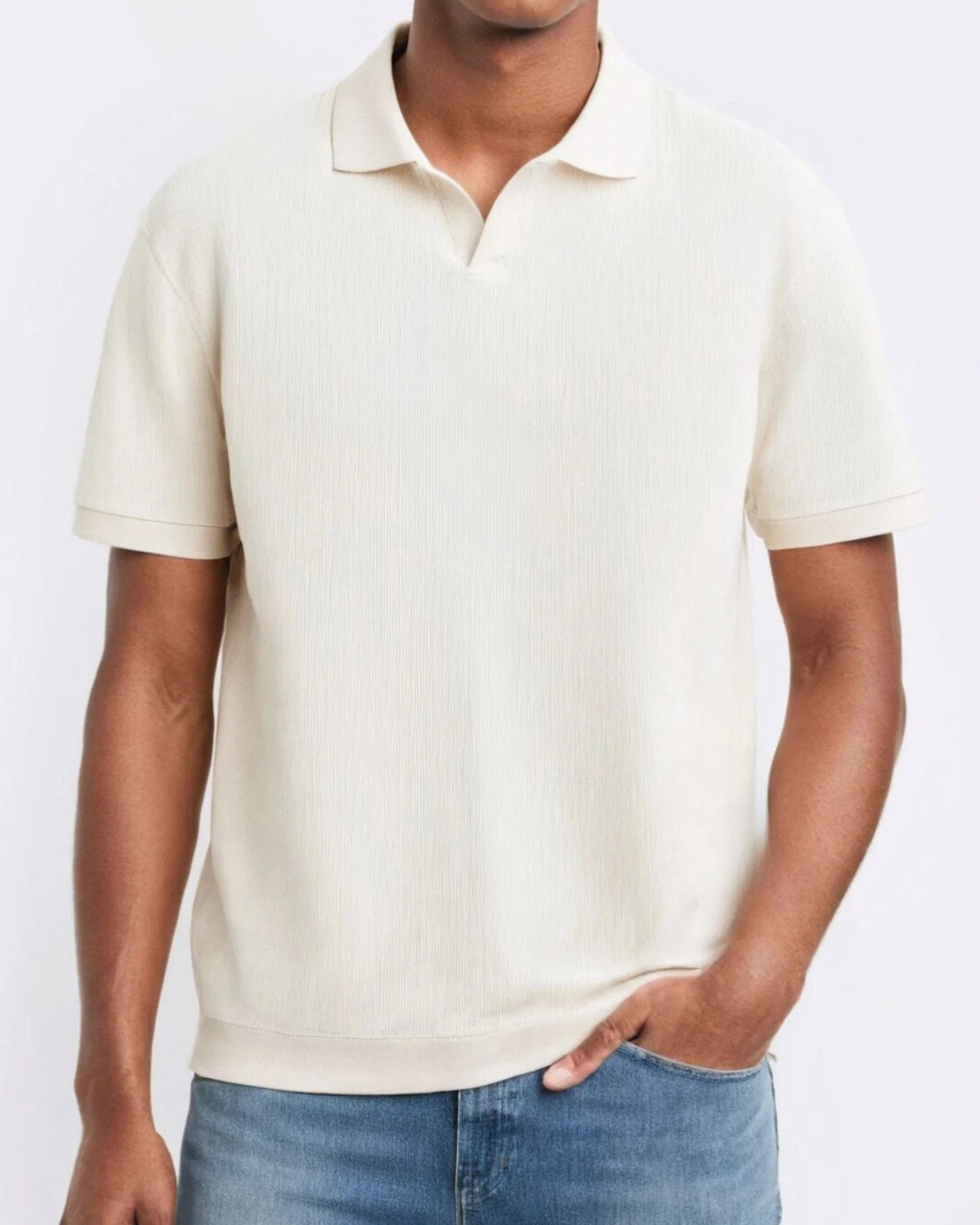 Polo Shirt Lapel V-neck Waffle Short Sleeve Men's T-shirt