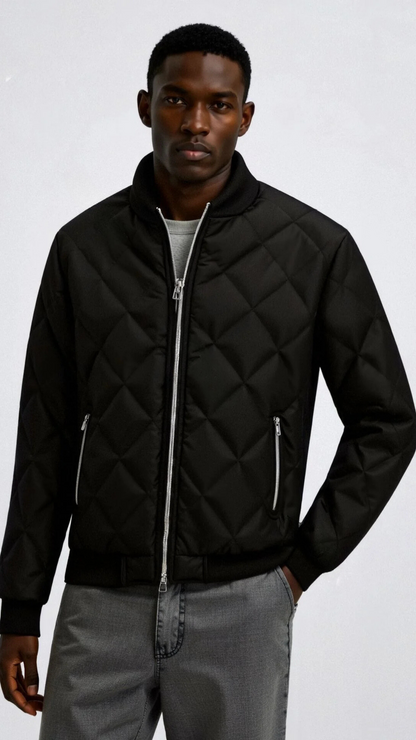 Elegant Men's Warm Fiber Casual Puffer Jacket