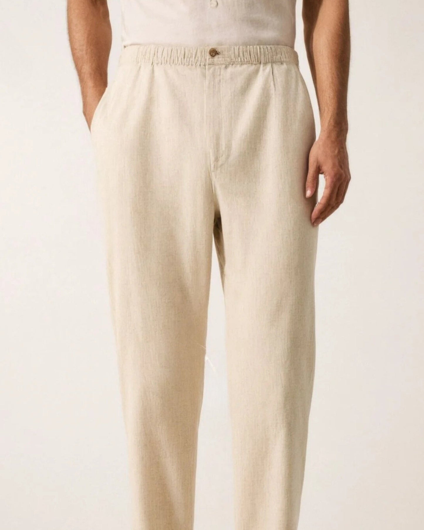 Folded men's coffee linen pants, solid color – Grinenko & Co