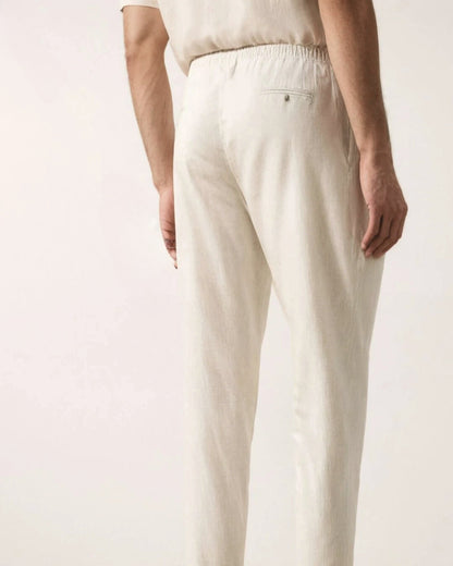 Men's white linen pants, back view – Grinenko & Co